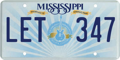 MS license plate LET347