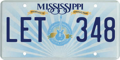 MS license plate LET348