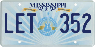 MS license plate LET352