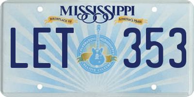 MS license plate LET353