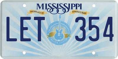 MS license plate LET354