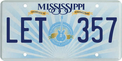 MS license plate LET357