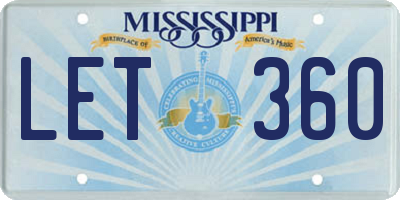 MS license plate LET360