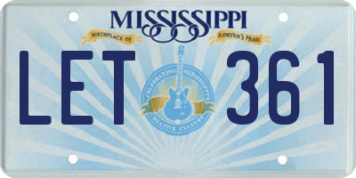 MS license plate LET361