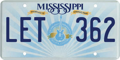 MS license plate LET362