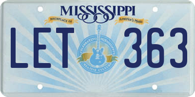 MS license plate LET363