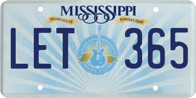 MS license plate LET365