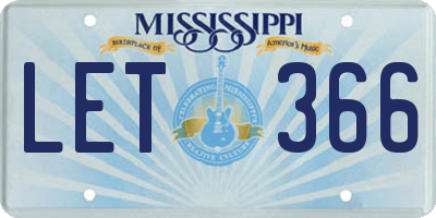 MS license plate LET366