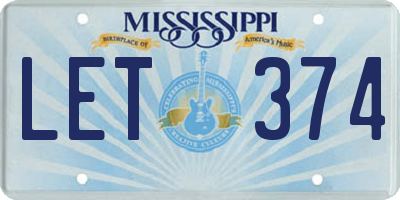 MS license plate LET374