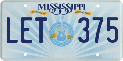MS license plate LET375