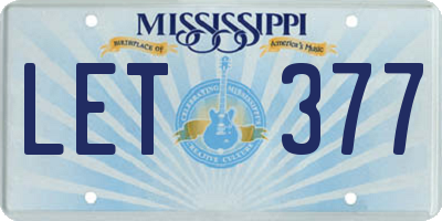 MS license plate LET377