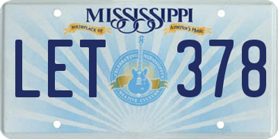 MS license plate LET378