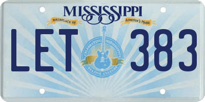 MS license plate LET383