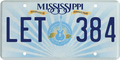 MS license plate LET384