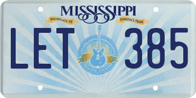 MS license plate LET385