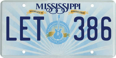 MS license plate LET386