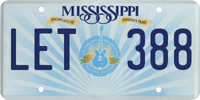 MS license plate LET388
