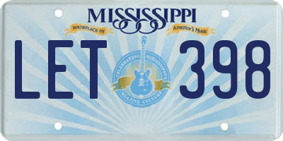 MS license plate LET398