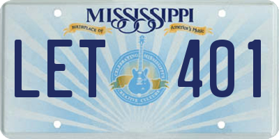 MS license plate LET401