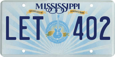 MS license plate LET402