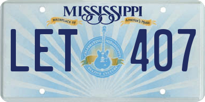 MS license plate LET407