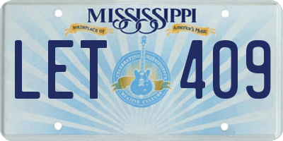 MS license plate LET409
