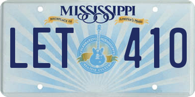 MS license plate LET410