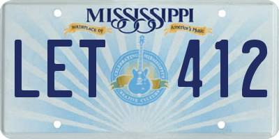 MS license plate LET412