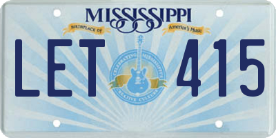 MS license plate LET415