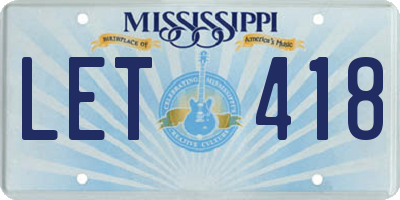 MS license plate LET418
