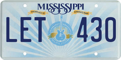 MS license plate LET430