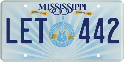 MS license plate LET442