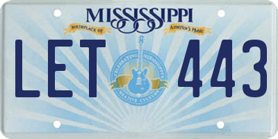 MS license plate LET443
