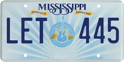 MS license plate LET445
