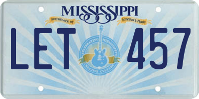 MS license plate LET457