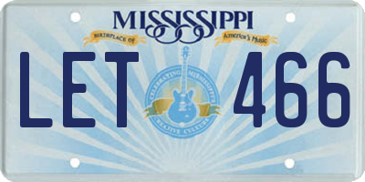 MS license plate LET466