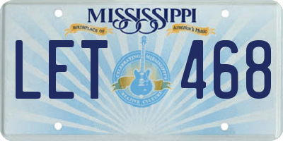 MS license plate LET468