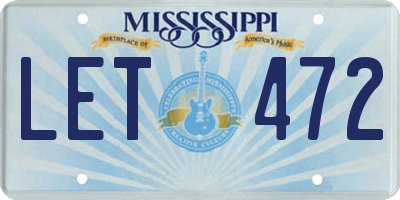 MS license plate LET472