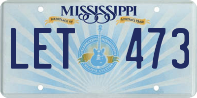 MS license plate LET473