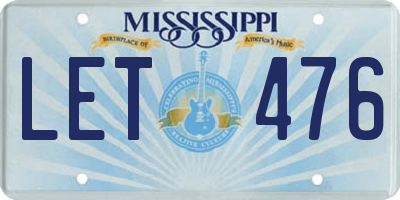 MS license plate LET476