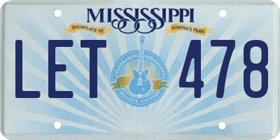 MS license plate LET478