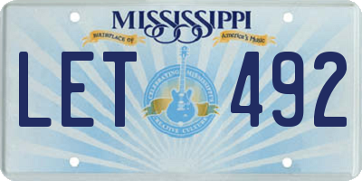 MS license plate LET492