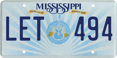 MS license plate LET494