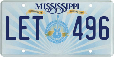 MS license plate LET496