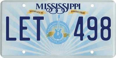 MS license plate LET498