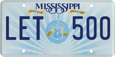 MS license plate LET500