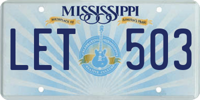 MS license plate LET503