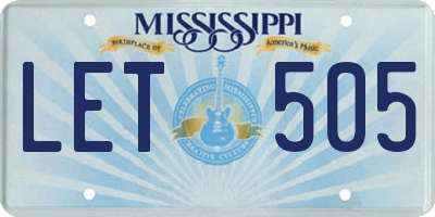 MS license plate LET505