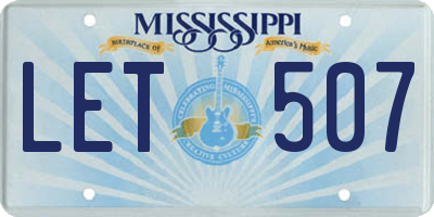 MS license plate LET507