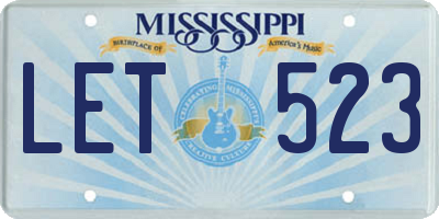 MS license plate LET523